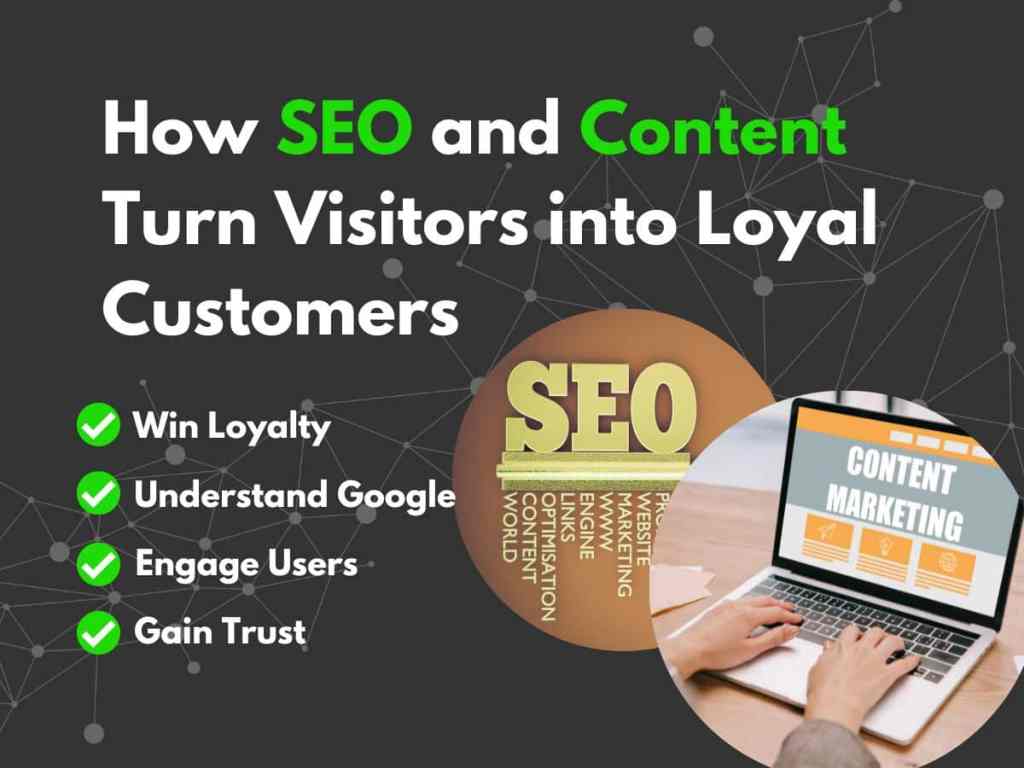 Post Image showing how SEO and Content turn visitors into loyal customers