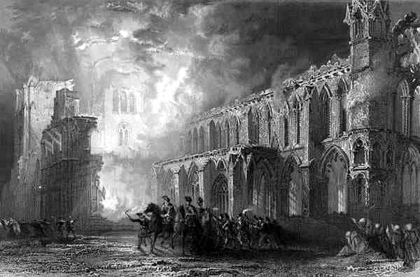 Picture showing the destruction of Elgin Cathedral