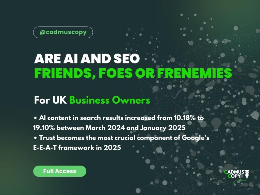 Feature Image for a blog post explaining impact of AI content on SEO