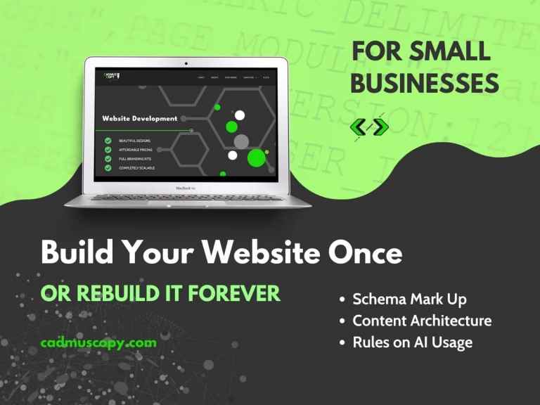 Image of laptop with small business website on it